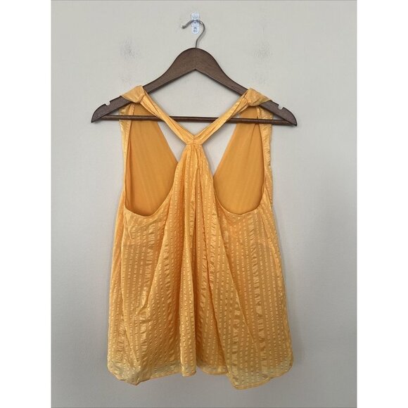 🌟NWT🌟Frame Womens Large Orange Crinkled Silk Pullover Halter Tank Top Blouse - Picture 4 of 9